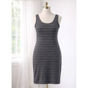 Toad&Co Organic Cotton Tank Dress Gray Ribbed Pintuck Sleeveless Sheath Size S
